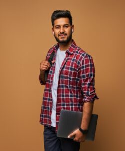 Student Holding a laptoo - DM